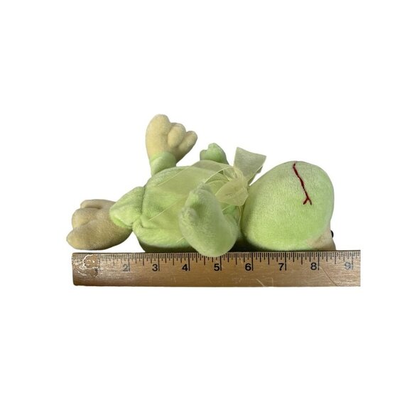 Vintage Plush Frog Toy With Bow Soft Green & Yellow‎ Adorable! - Picture 3 of 5